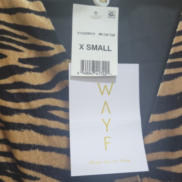 Wayf Mylene Tiger Stripe Print Velvet Wrap Front Vneck Minidress - Picture 7 of 9